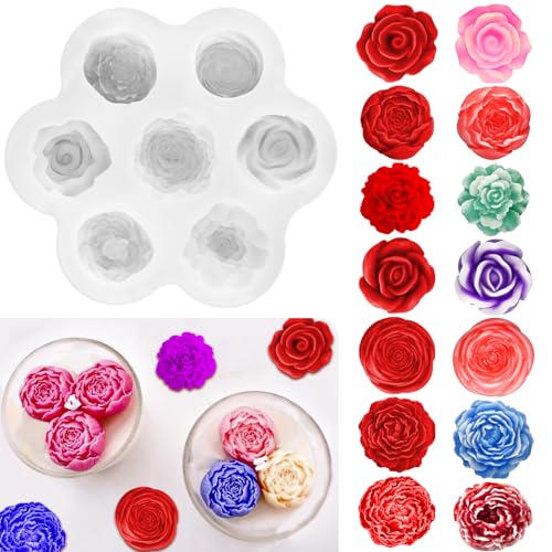 Flower Candle Molds, 7 Cavity of Types Flower Candle Making Molds ﻿ - color: 7 Cavity Flower Candle Molds for Candle Making