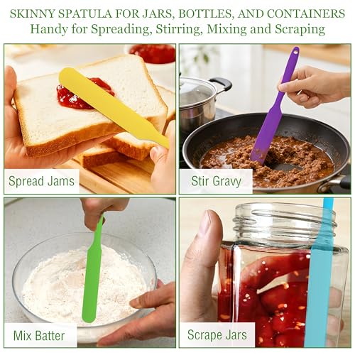 6PCS Silicone Jar Spatula for Scraping,Jar Scraper Spatula with Long Handle