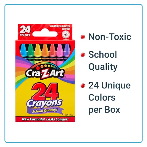 Bulk Crayons 24 Count, 12 Packs, Classroom Supplies for Teachers & Students, Back to School Essentials, Supplies for School, Home & Art Projects - size: 24 Count (Pack of 12)