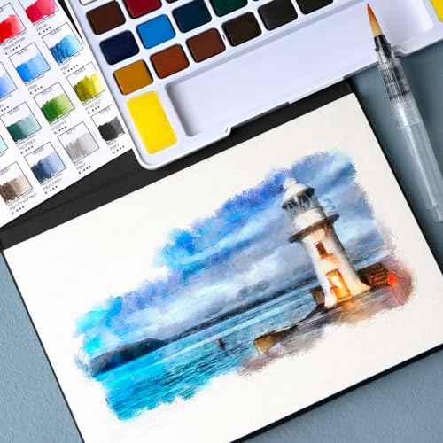 Woomer 36-Color Watercolor Paint Set for Beginners with Large Mix Palette