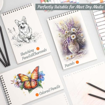 4 Pack Small Sketch Books, 5.5 × 8.5 in, Spiral Bound, 30 Sheets - color: Light Cyan, size: 5.5 × 8.5Inch（4 Pack）