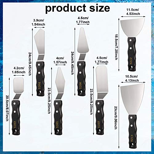 7 Pieces Large Painting Knives Stainless Steel Spatula Palette Knife Painting Mixing Scrapers Oil Painting Accessories Pallet Knife Set for Color Mixing Acrylic Mixing Supplies