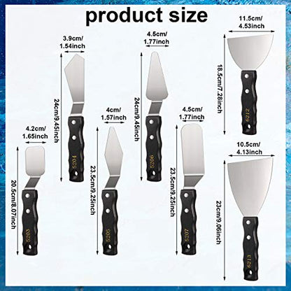 7 Pieces Large Painting Knives Stainless Steel Spatula Palette Knife Painting Mixing Scrapers Oil Painting Accessories Pallet Knife Set for Color Mixing Acrylic Mixing Supplies