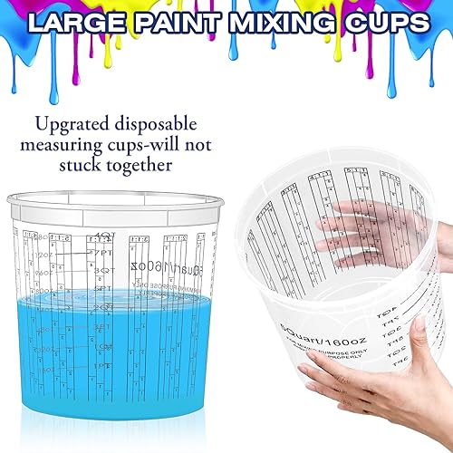 Mifoci 30 Pcs Paint Mixing Cups 5 Quart Graduated Mixing Bucket with 6 Lids - size: 160 oz
