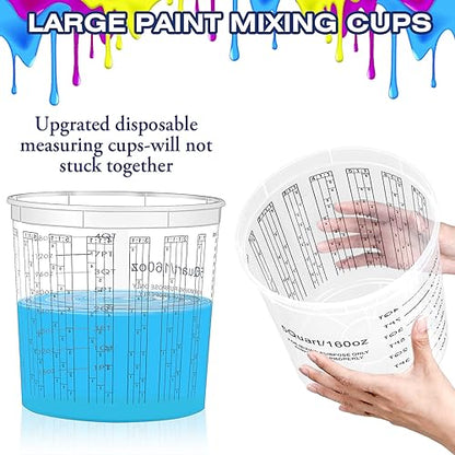 Mifoci 30 Pcs Paint Mixing Cups 5 Quart Graduated Mixing Bucket with 6 Lids - size: 160 oz