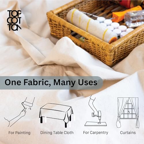 5x20ft Recycled Cotton All Purpose Canvas Tarp Cover Painter Drop Cloth-1Pk | Top Cotton Reusable Paint Drop Cloth,Canvas Tarp Cover for Painter, Furniture, Floor Protection, Painters Dropcloth - size: Pack of 1 - 5' x 20'