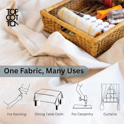 5x20ft Recycled Cotton All Purpose Canvas Tarp Cover Painter Drop Cloth-1Pk | Top Cotton Reusable Paint Drop Cloth,Canvas Tarp Cover for Painter, Furniture, Floor Protection, Painters Dropcloth - size: Pack of 1 - 5' x 20'
