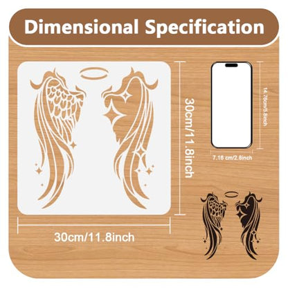 Angel Wings Stencil for Painting 11.8 x 11.8 Inch Reusable Plastic Stencil for Painting on Wall Wood Furniture Fabric Canvas, DIY Craft Stencils - style: Angel Wings