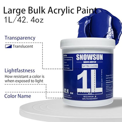 SNOWSUN Heavy Body Acrylic Paint, 1L (40oz) Bulk Robin Blue - Non Toxic Artist Grade Thick Paint for Canvas, Wood, Ceramic & Crafts - color: blue