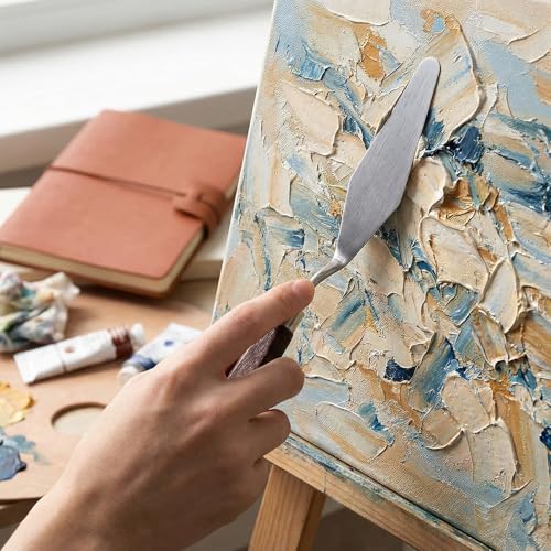 Palette Knife7pcs, Stainless Steel Painting Knives with Wooden Handles | for Acrylic Oil & Gouache Painting, Mixing, Spreading, Scraping & Texture Art Tools for Beginners and Artists - color: Brown-7pcs