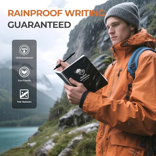Nicpro 1.3mm Mechanical Pencil Set with Waterproof Field Notebooks | 3PCS Metal Heavy Duty Carpenter Pencil with Leather Bag,Lead Refill & Eraser for Outdoor Journal Travel Drafting Drawing - color: Multicolor with Notebook