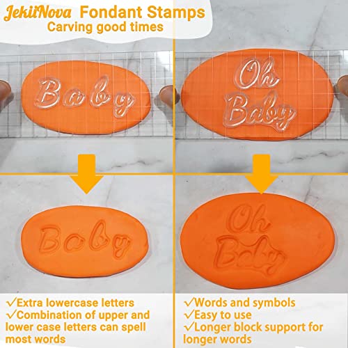 4PCS Alphabet Cake Stamps Tool with Brushes for Fondant Cookie Biscuit | Cute Handwriting Food Grade Fondant Letter Stamp Uppercase Lowercase Numbers Words Reusable Cookie Stamp for Christmas Party - color: D and Brush
