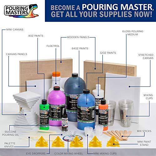 Pouring Masters Neon Yellow Ready to Pour Acrylic Pouring Paint - Premium 64-Ounce Pre-Mixed Fluid Acrylic Paint - Fluid Art Supplies for Canvas, Wood, Paper, Tile & Rocks