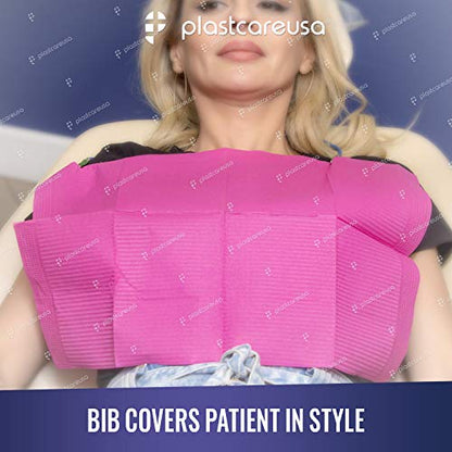 Disposable Dental Bibs 13"x18" 125 Count (Pack of 1) - 3 Ply Waterproof Tattoo Bib Sheet for Patients - Dentist or Medical Tray Cover and Nail Table Cover Supplies, Fuchsia Hot Pink - color: Fuchsia