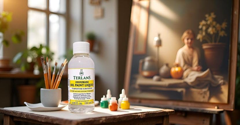 TERLANS Professional Odorless Oil Paint Thinner 100 ml (3.38 Fl.Oz.) – Controlled and Smooth Dilution, Completely Odorless Turpentine Substitute for Painting