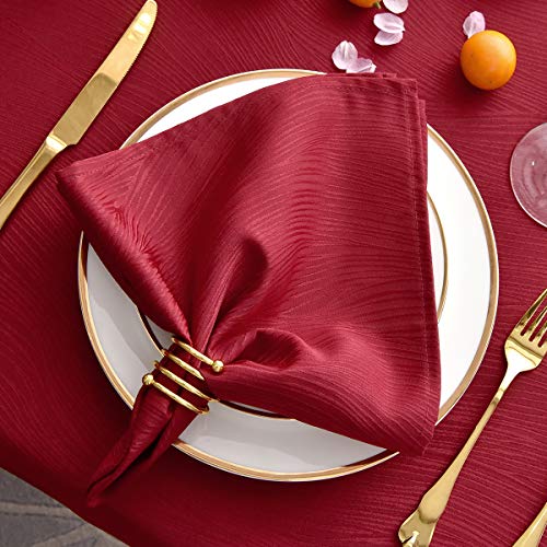 maxmill Jacquard Cloth Napkin 20 x 20 Inch Swirl Pattern Solid Washable Polyester Dinner Napkins Set of 4 with Hemmed Edges Great for Family Holiday Dinners Weddings Parties and Banquets Red - color: Red, size: 20" x 20" (Set of 4)