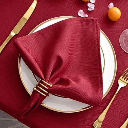 maxmill Jacquard Cloth Napkin 20 x 20 Inch Swirl Pattern Solid Washable Polyester Dinner Napkins Set of 4 with Hemmed Edges Great for Family Holiday Dinners Weddings Parties and Banquets Red - color: Red, size: 20" x 20" (Set of 4)