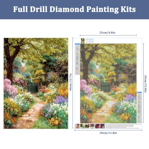 Auremi Flowers Trees Diamond Art Painting, 5D Landscape Diamond Painting Kits, Full Drill Diamond Dots Paintings for Beginners, Crystal Art Painting Kits for Home 30x40 cm - color: Diamond Painting 014