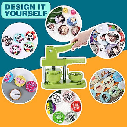 Button Maker Machine 58mm - (3rd Gen) Installation-Free 58mm(2.25in) DIY Pin Badge Button Maker Press Machine Badge Punch Press with Free 100pcs Button Parts&Pictures&Circle Cutter - size: Round - 58 mm