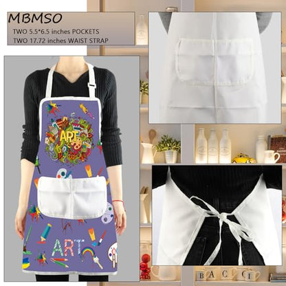 MBMSO Painting Artist Apron with Pockets Artist Painter Gifts Art Lover Gift for Art Teacher Student Painter Apron Waterproof - color: Art Apron-purple