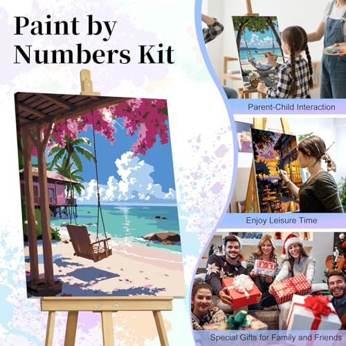 Paint by Numbers Kit for Adults, Tropical Beach Number Painting Canvas Kit - color: LBOPNFP1