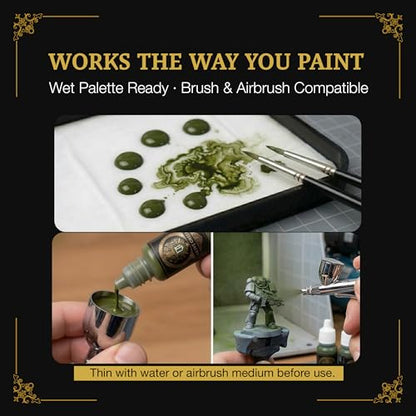 Ludus Bellum Miniature Paint Olive Green Color 18ml Dropper Bottle | Professional Acrylic Paint for Miniatures & Models, Provides Quality Acrylic Tones and Shades for Warhammer 40K D&D Figures - color: Olive Green