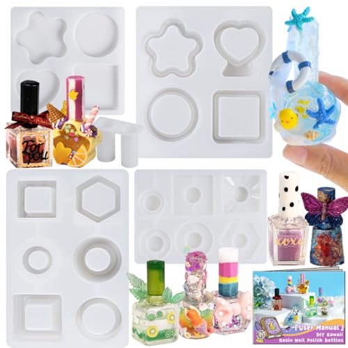 Resin Shaker Bottle Silicone Mold Nail Polish Set of 10 with Manual - color: 10 bottles