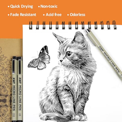 6Pcs 0.25mm Micro Fineliner Pens Set | Ultra Fine Fineliner Pen, Water-based Black Pigment Ink, Drawing Journaling Doodling Supplies for Artists, Designers - color: Micro Line Pen-6pcs 0.25mm