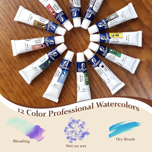 Mini Watercolor Paint Set Travel, All-in-One Portable Pocket Painting Kit with Wooden Palette,Colours,Sketchbook, Brush&Water Cup,Clip,Complete Artist Supplies for Beginners, Adults, Outdoor Painting