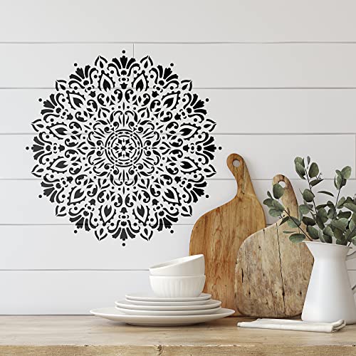 Harmony Floor Stencil - Mandala Template, Furniture Stencil - size: 12"x12"