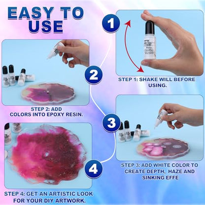 White Alcohol Ink Set - 12 Bottles White Colors Alcohol-Based Ink, Alcohol Paint Dye for Epoxy Resin Painting, Resin Petri Dish, Yupo Creations, Coaster, Painting, Tumbler - 120ml/4fl.oz