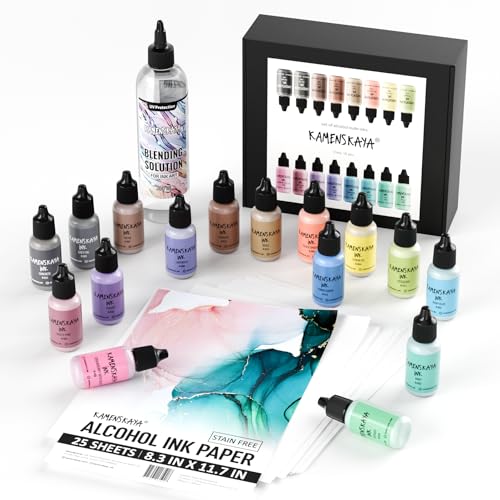 Kamenskaya Alcohol Pastel Ink Set with Blending Solution and Paper 8.3 x 11.7 in