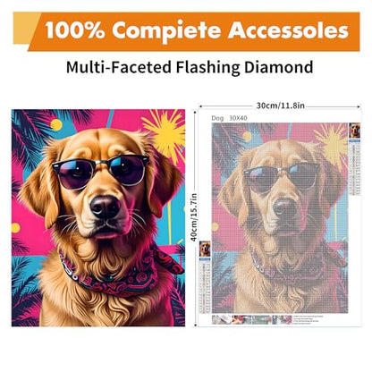Yeadiffy Diamond Art Painting Kits for Adults Diamond Art Kits for Adults Beginners,5D Translucent Gems Diamond Painting,DIY Full Drill Diamond Gem Art and Crafts 12x16inch (Dog) - color: Dog