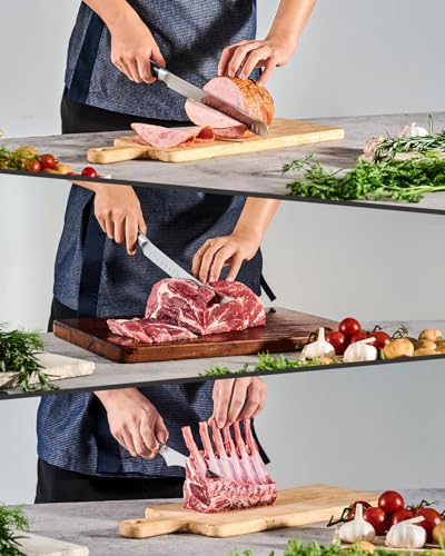 KYOKU 3pc Kitchen Knife Set - Japanese Steel Boning Slicing Butcher Set | 56-58 Hrc German 1.4116 Steel Full Tang Blades, Pakkawood Handles, Meat Fruit Vegetable Dicing Carving Set With Sheaths - style: Boning Slicing Scimitar 3pcs