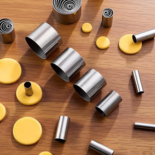20Pcs Polymer Clay Cutters Set, Stainless Steel and Plastic Round Circle Shape Cutter Ceramics Dotting Baking Ring Mold for Polymer Clays Pottery Handmade DIY Craft Jewelry Earrings Making (20PCS)