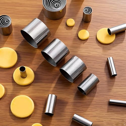 20Pcs Polymer Clay Cutters Set, Stainless Steel and Plastic Round Circle Shape Cutter Ceramics Dotting Baking Ring Mold for Polymer Clays Pottery Handmade DIY Craft Jewelry Earrings Making (20PCS)