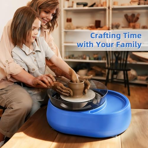 Pottery Wheel for Kids and Beginner - Upgraded Pottery Wheel with 6" Turntable with Two-Way Rotation, 2.2lb Clay, Art Supplies Sculpting Tools, Christmas Craft Gifts for Teens Kids Adults (Blue) - color: Blue 02