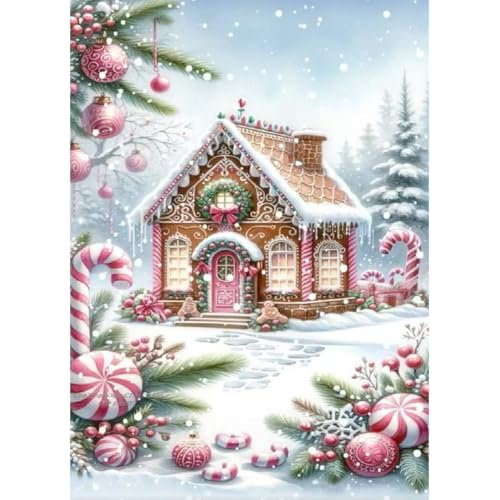 askkqtx Christmas Diamond Art Kits for Adults 12X16 Inch | Christmas Snowscape House Landscape Diamond Painting Kits Full Drill Crystal Rhinestone Gem Art Craft for Home Wall Decor - color: G4882