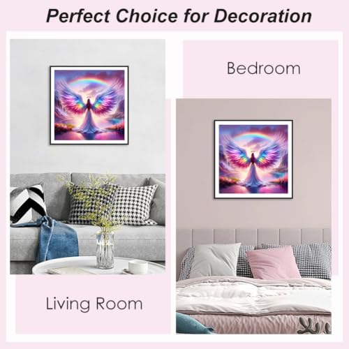 SJUTOUCI Rainbow Angel Diamond Art Kit for Adults, Diamond Painting Kit | Angel Gem Art, Bead Art, Diamond Dots Craft, Round Full Drill, Home Decor, DIY Gift, 12x12 inch