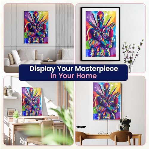 Modern Merch Marvel Diamond Art Kits for Adults, Deadpool 5D Diamond Painting for Adults, DIY Deadpool Wall Art Marvel Cross Stitch Gem Art, Full Round Drill 12x16in - color: Deadpool