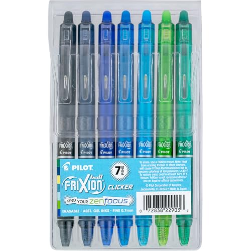 PILOT, 7 Pack, Fine Point 0.7 mm, Assorted Blue/Green Inks - color: ZenFocus