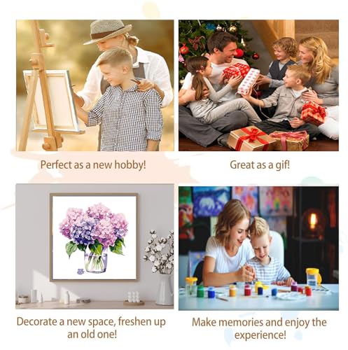 Artunion Framed Paint by Numbers Kit for Adults Beginners & Kids Ages 8-12,Hydrangea Flower Paint by Number with Frame,Floral Paint by Numbers Kit on Canvas 10 * 10 Inch Without Easel - color: ZXT-191-F