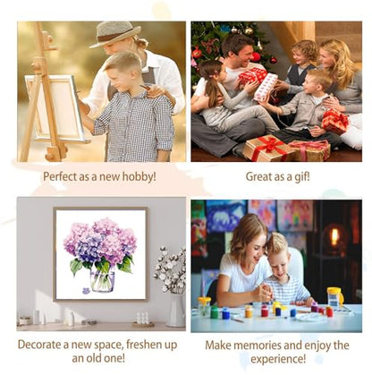Artunion Framed Paint by Numbers Kit for Adults Beginners & Kids Ages 8-12,Hydrangea Flower Paint by Number with Frame,Floral Paint by Numbers Kit on Canvas 10 * 10 Inch Without Easel - color: ZXT-191-F