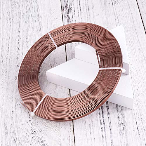 Fashewelry 32.8Ft 5mm Aluminum Flat Wire Solid Bendable Metal Craft Wire Strip for Bezel Sculpting Armature Jewelry Making Gem Metal Wrap, Camel - color: Flat-5mm-Camel