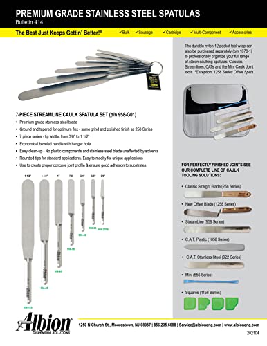 Albion Engineering Original 958-G01 Streamline Flexible Caulk Spatula 7-Piece Set