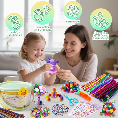 Sundaymot Kids Arts and Crafts Set 2000+ Piece DIY Craft Supplies Kit | with Assorted school supplies Accessories for Boys & Girls Ages 6-12, School Classroom Projects, Gifts for Boys and Girls