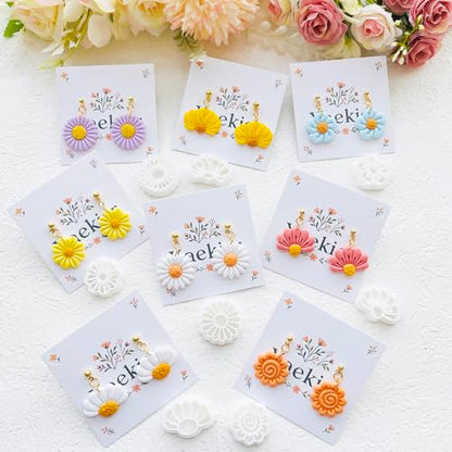 Flower Shape Polymer Clay Cutters Set – Molds and Clay Cutters for Polymer Clay, Floral Clay Earring Tools - color: C color