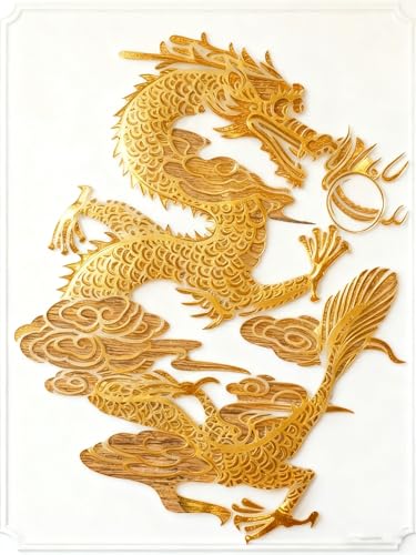 TIAMECH A4 Reusable Chinese Dragon Stencil for Painting | Myth Traditional Dino Totem Layering Template, DIY Wall Art, Wood Furniture, Scrapbook & Crafts (8.3x11.7inch) - style: Chinese Dragon