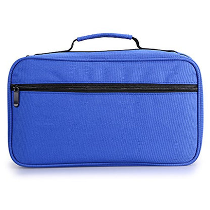 BTSKY Art Marker Carrying Case Lipstick Organizer-60 Slots Canvas Zippered - color: Blue