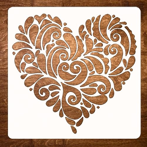 Large 12x12 Inch Mandala Heart Stencil for Painting on Wood, Canvas, Paper, Fabric, Walls and Furniture - Mandala Stencil - Reusable DIY Art and Stencils for Crafts - Wall Stencils - color: Mandala Heart 12"x12"